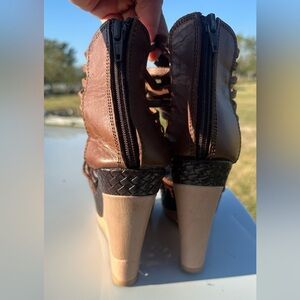 Elegant Brown Woven Heeled Boots